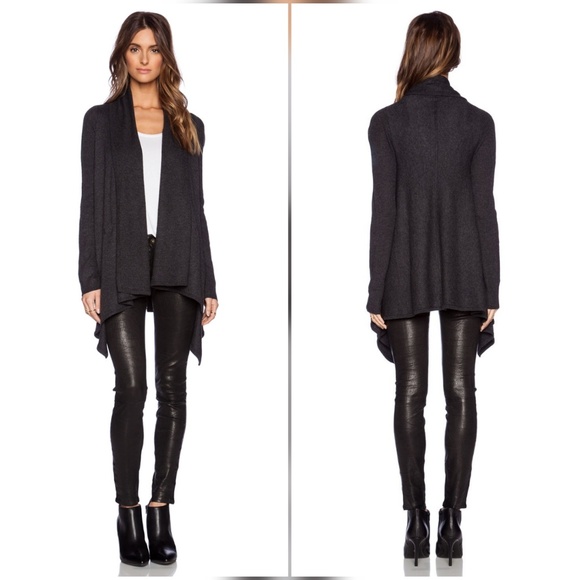 Vince Wool Cashmere Drape Cardigan Sweater Gray - Picture 2 of 7